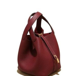 Elegant Burgundy Faux Leather Tote